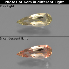 Diaspore Couleur Changeant Jaune chaud naturelle En forme de poire, 0.58 ct, VVS-VS