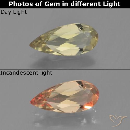 0.80ct Naturel Jaune terreux Diaspore Couleur Changeant, En forme de poire, VVS-VS