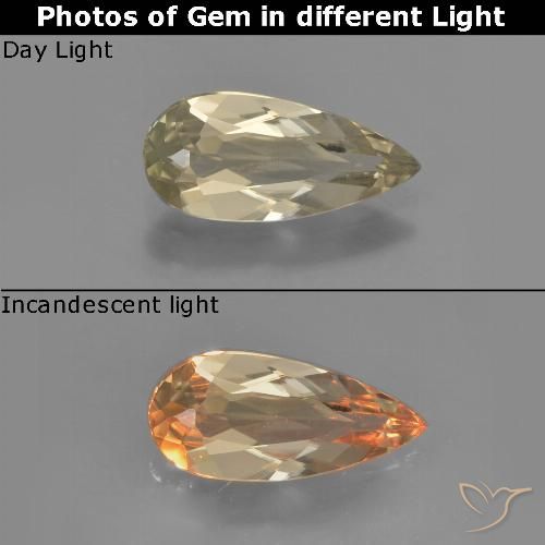 1.09ct Naturel Jaune doré très clair Diaspore Couleur Changeant, En forme de poire, VVS-VS