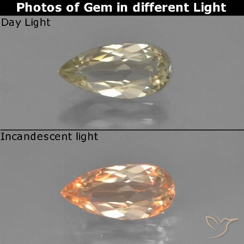 1.22ct Naturel Jaune terreux Diaspore Couleur Changeant, En forme de poire, VVS-VS