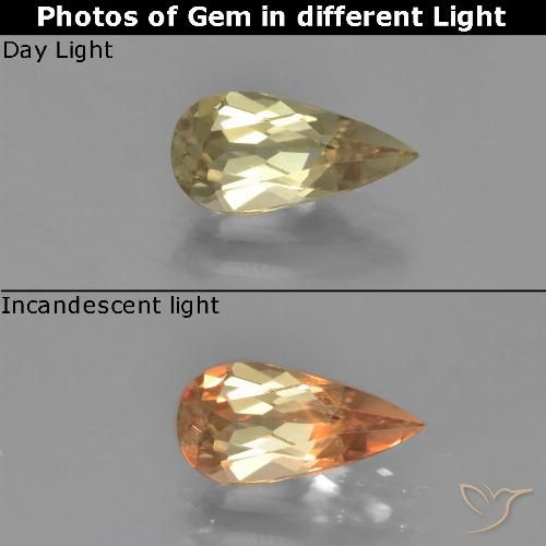 1.08ct Naturel Jaune chaud Diaspore Couleur Changeant, En forme de poire, VVS-VS