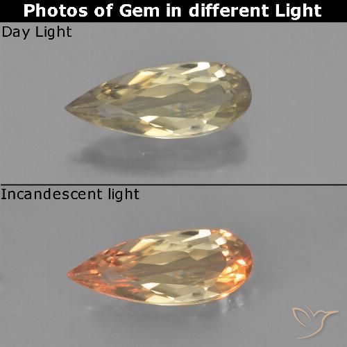 1.40ct Naturel Jaune terreux Diaspore Couleur Changeant, En forme de poire, VVS-VS