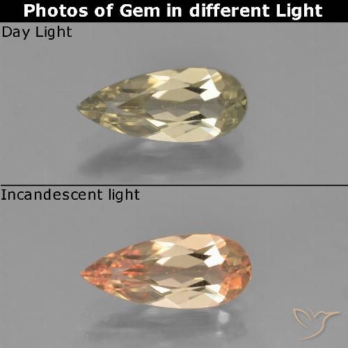 1.15ct Naturel Jaune chaud Diaspore Couleur Changeant, En forme de poire, VVS-VS