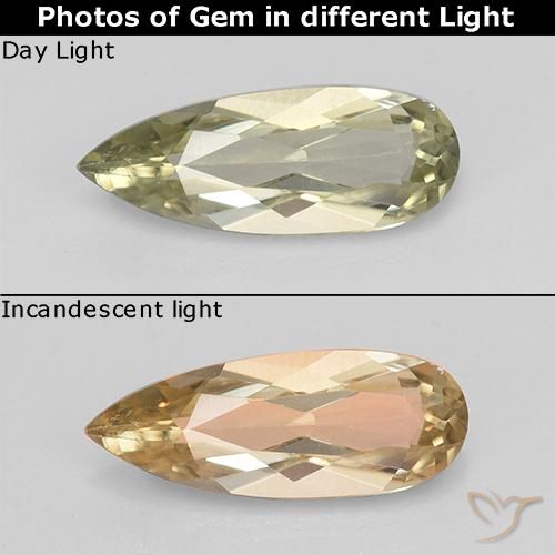 1.21ct Naturel Jaune très clair Diaspore Couleur Changeant, En forme de poire, VVS-VS