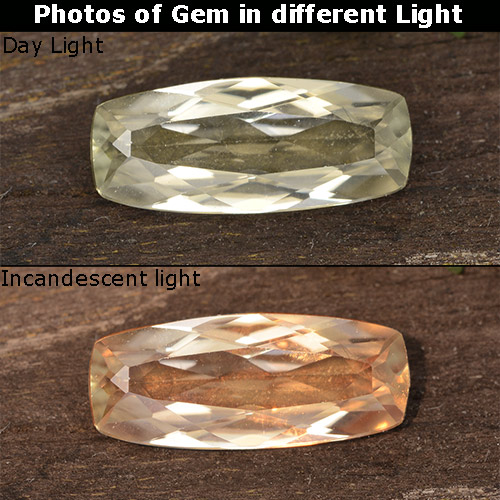 Diaspore Couleur Changeant Jaune clair naturelle Coupe coussin, 1.17 ct, VVS