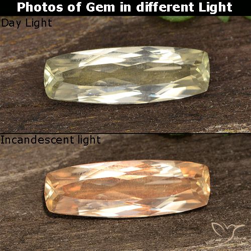 1.01ct Naturel Jaune clair Diaspore Couleur Changeant, Coussin, VVS