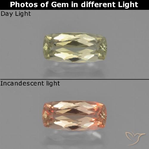 1.01ct Naturel Jaune clair Diaspore Couleur Changeant, Coussin, VVS