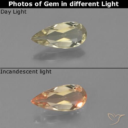 0.79ct Naturel Jaune doré très clair Diaspore Couleur Changeant, En forme de poire, VVS-VS