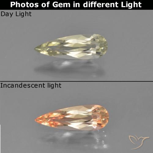 0.83ct Naturel Beige jaune Diaspore Couleur Changeant, En forme de poire, VVS-VS