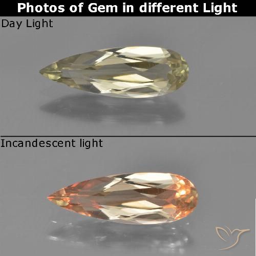 1.22ct Naturel Jaune brunâtre Diaspore Couleur Changeant, En forme de poire, VVS
