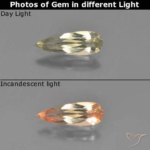 0.64ct Naturel Jaune très clair Diaspore Couleur Changeant, En forme de poire, VVS-VS