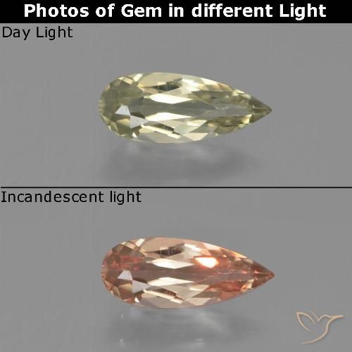 0.77ct Naturel Jaune clair Diaspore Couleur Changeant, En forme de poire, VVS-VS