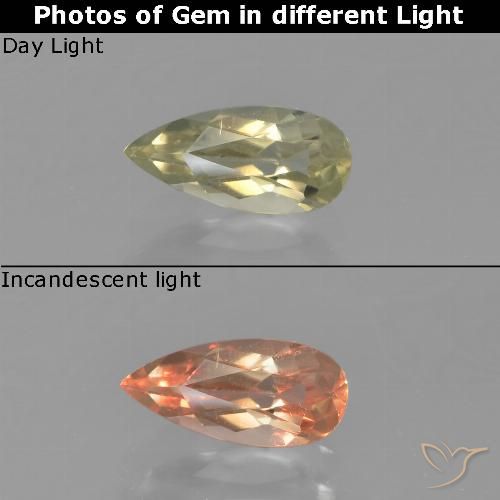 0.76ct Naturel Beige jaune Diaspore Couleur Changeant, En forme de poire, VVS-VS