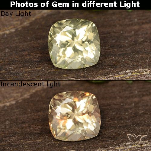 0.60ct Naturel Jaune clair Diaspore Couleur Changeant, Coussin, VS