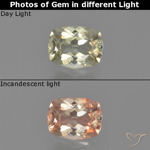 0.61ct Naturel Jaune pâle Diaspore Couleur Changeant, Coussin, VS