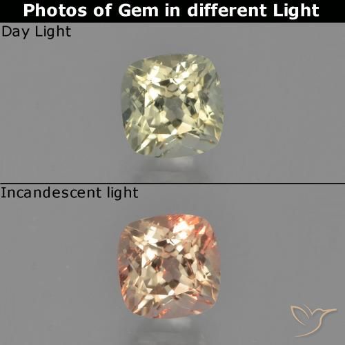 0.65ct Naturel Jaune clair Diaspore Couleur Changeant, Coussin, VS