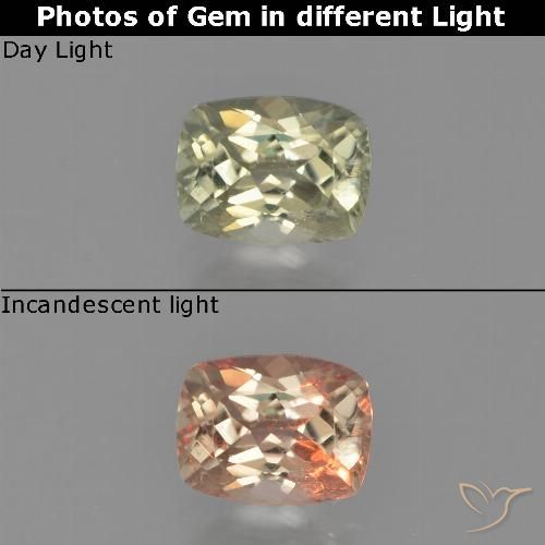 0.67ct Naturel Jaune très clair Diaspore Couleur Changeant, Coussin, VS