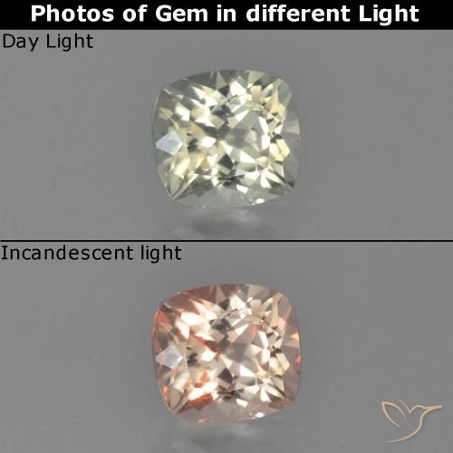 0.76ct Naturel Jaune pâle Diaspore Couleur Changeant, Coussin, VS