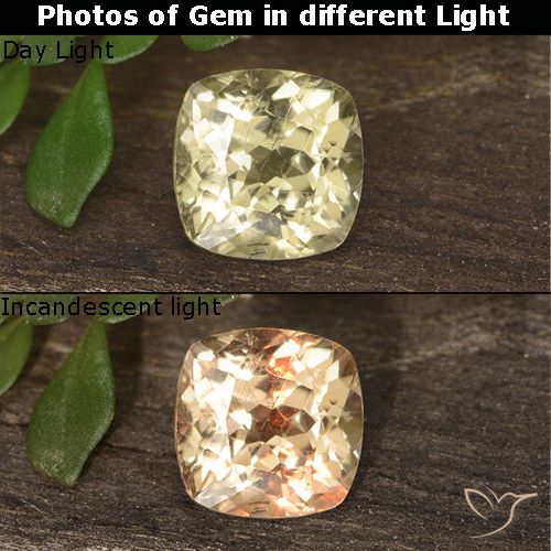 0.78ct Naturel Jaune clair Diaspore Couleur Changeant, Coussin, VS