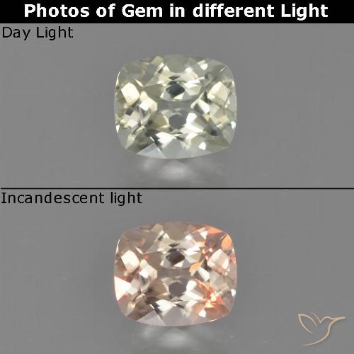0.68ct Naturel Jaune clair Diaspore Couleur Changeant, Coussin, VS
