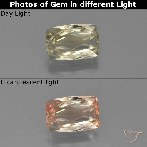 1.16ct Naturel Jaune clair Diaspore Couleur Changeant, Coussin, VVS-VS