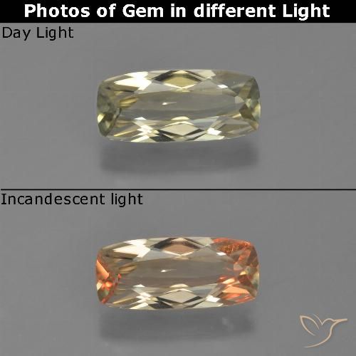 1.01ct Naturel Jaune clair Diaspore Couleur Changeant, Coussin, VVS-VS