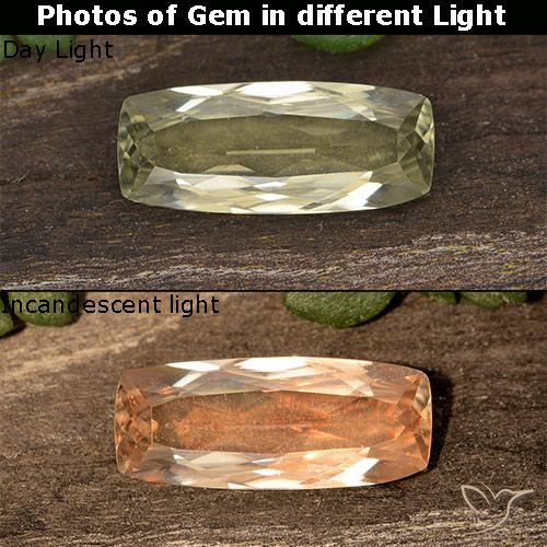 1.22ct Naturel Jaune clair Diaspore Couleur Changeant, Coussin, VS