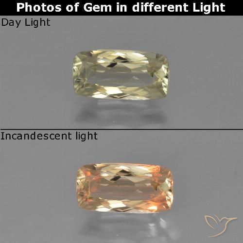 1.21ct Naturel Jaune clair Diaspore Couleur Changeant, Coussin, VS