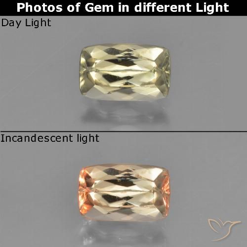 1.38ct Naturel Jaune clair Diaspore Couleur Changeant, Coussin, VS