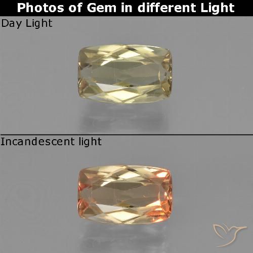 1.38ct Naturel Jaune chaud Diaspore Couleur Changeant, Coussin, VS