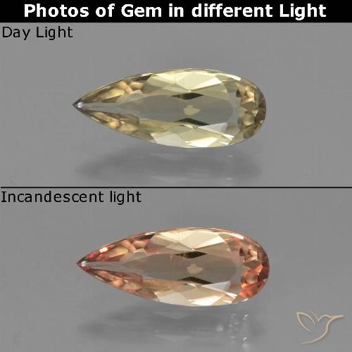 1.31ct Naturel Jaune terreux Diaspore Couleur Changeant, En forme de poire, VVS-VS