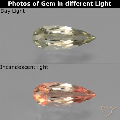 0.69ct Naturel Jaune très clair Diaspore Couleur Changeant, En forme de poire, VVS-VS