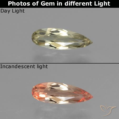 0.63ct Naturel Jaune doré très clair Diaspore Couleur Changeant, En forme de poire, VVS-VS