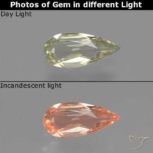 0.63ct Naturel Beige jaune Diaspore Couleur Changeant, En forme de poire, VVS-VS