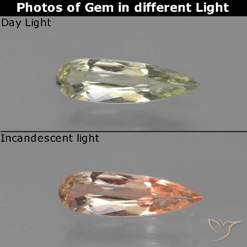 0.60ct Naturel Jaune clair Diaspore Couleur Changeant, En forme de poire, VVS-VS
