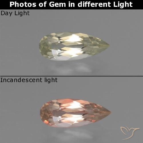0.77ct Naturel Jaune très clair Diaspore Couleur Changeant, En forme de poire, VS-SI