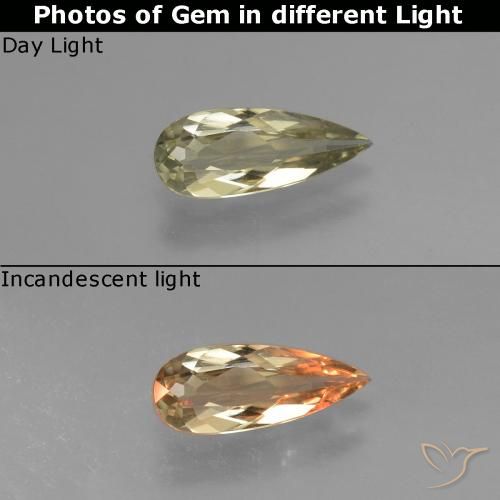 0.97ct Naturel Jaune pâle Diaspore Couleur Changeant, En forme de poire, VVS-VS
