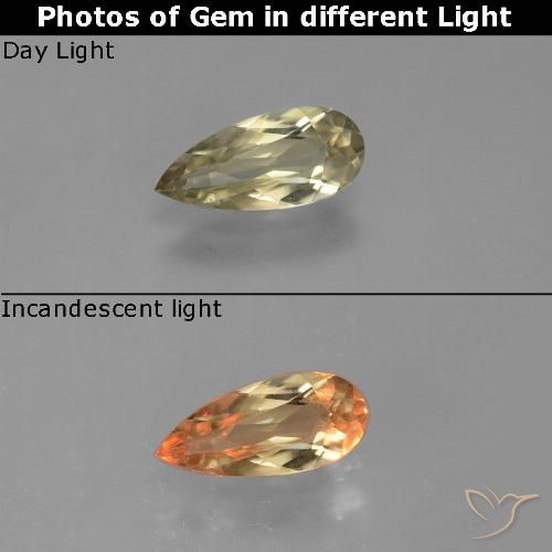 0.90ct Naturel Jaune moelleux Diaspore Couleur Changeant, En forme de poire, VVS-VS