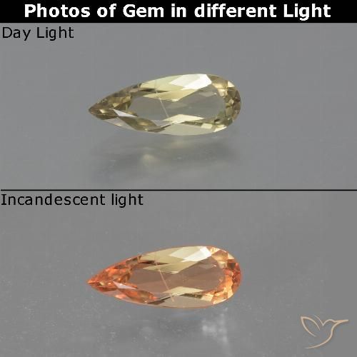 0.92ct Naturel Jaune clair Diaspore Couleur Changeant, En forme de poire, VS