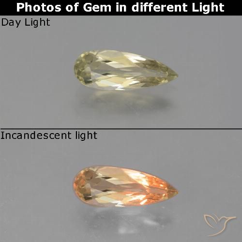 1.00ct Naturel Jaune pâle Diaspore Couleur Changeant, En forme de poire, VS