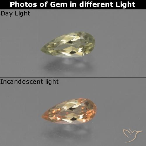 0.96ct Naturel Jaune clair Diaspore Couleur Changeant, En forme de poire, VS