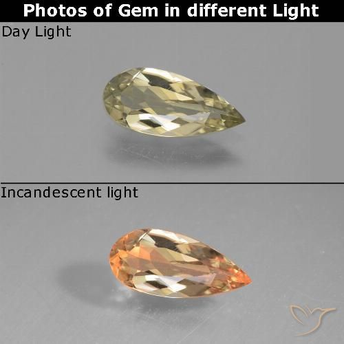 Diaspore Couleur Changeant Jaune pâle naturelle En forme de poire, 0.99 ct, VS