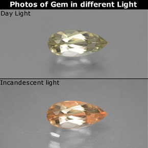 Diaspore à changement de couleur jaune naturelle en forme de poire, 1,19 ct, VVS-VS