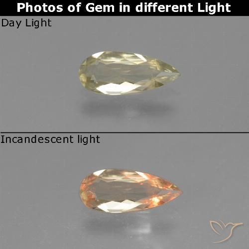 0.77ct Naturel Jaune pâle Diaspore Couleur Changeant, En forme de poire, VS
