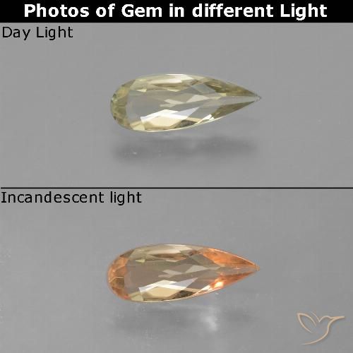 0.81ct Naturel Jaune clair Diaspore Couleur Changeant, En forme de poire, VS