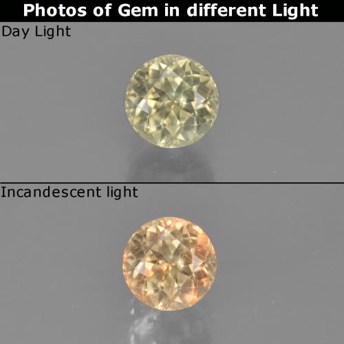 Diaspore à changement de couleur jaune naturelle coupe roude, 0,58 ct, VS