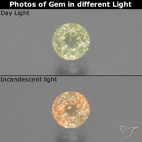 Diaspore Couleur Changeant Jaune clair naturelle Coupe roude, 0.66 ct, VS