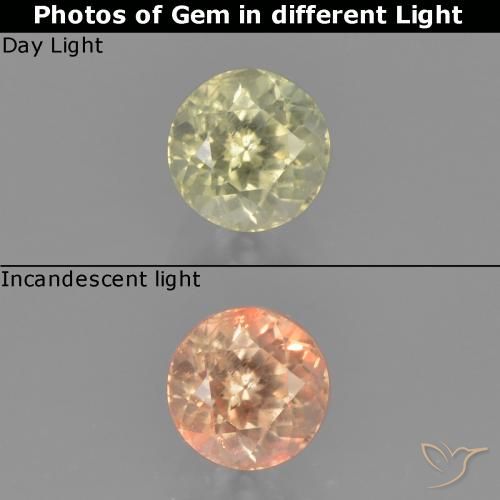 Diaspore Couleur Changeant Jaune clair naturelle Tour, 0.58 ct, VS-SI