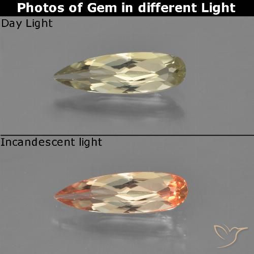 0.76ct Naturel Jaune clair Diaspore Couleur Changeant, En forme de poire, VVS-VS
