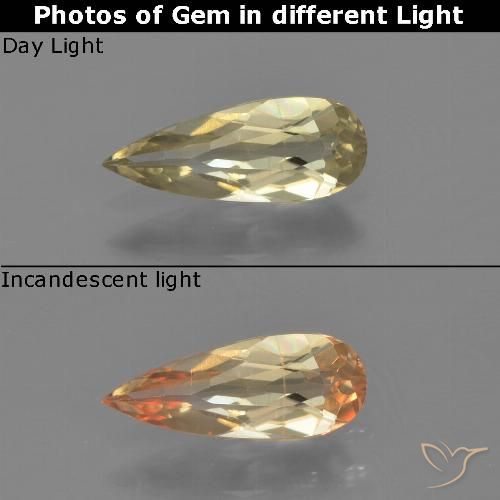 0.66ct Naturel Jaune clair Diaspore Couleur Changeant, En forme de poire, VVS-VS
